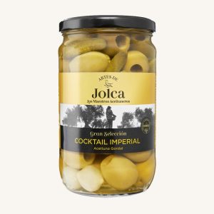 Jolca Imperial Cocktail of pitted Gordal olives with pickles, from Seville, jar 675g